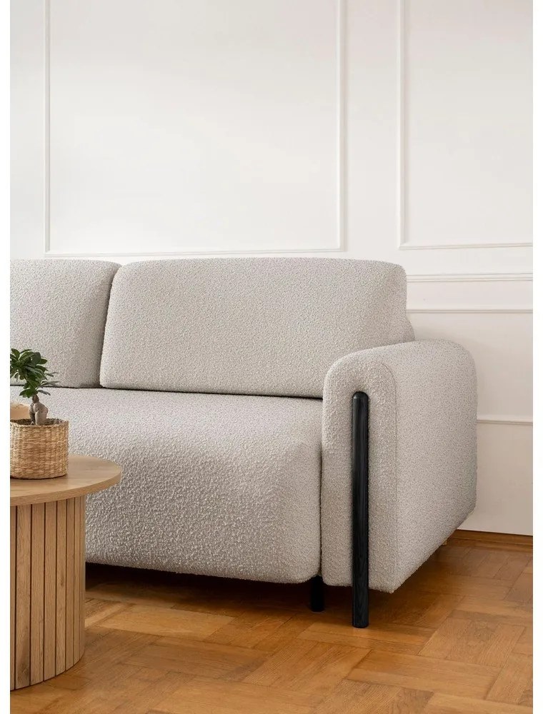 Szürkésbézs buklé kinyitható-tárolóhelyes kanapé 244 cm Arcadova – ELTAP