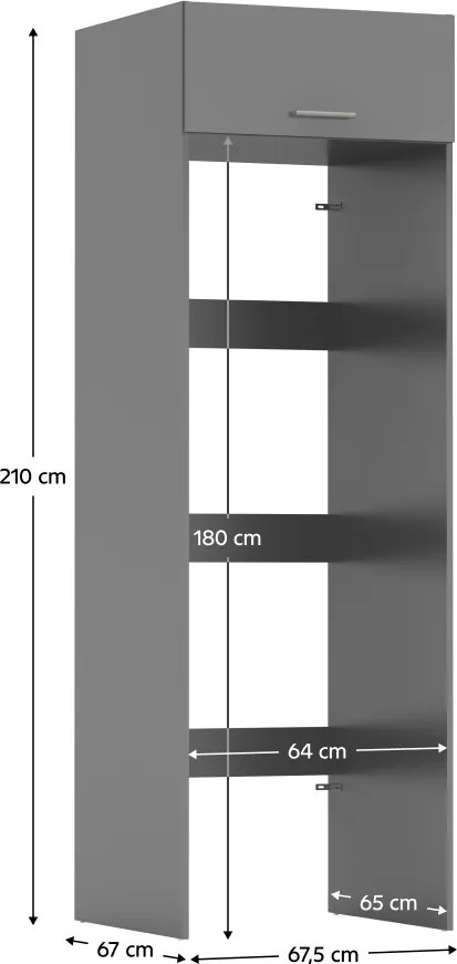 Szekrény mosógép és szárítógép fölé, grafit, JERGI