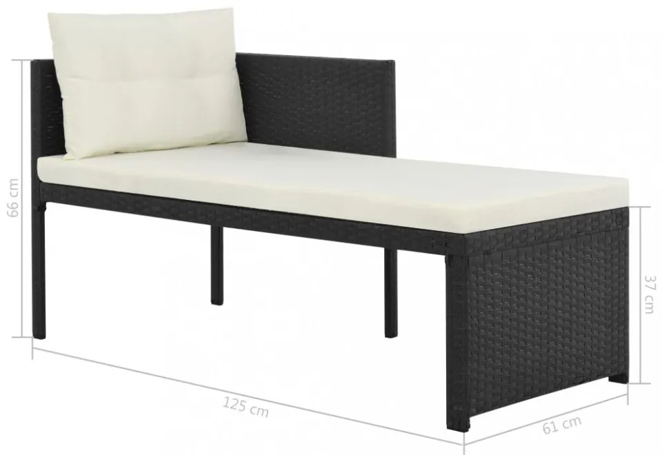 4 részes fekete polyrattan kerti társalgó szett