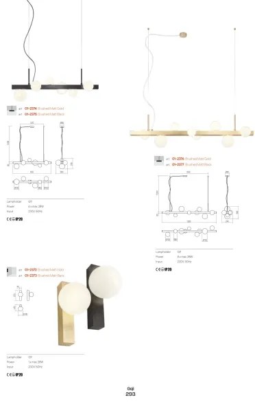 Redo 01-2374 - Csillár zsinóron GOJI 6xG9/28W/230V arany