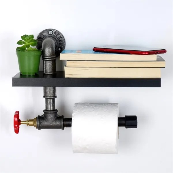 Vécépapír tartó polccal BORU fekete