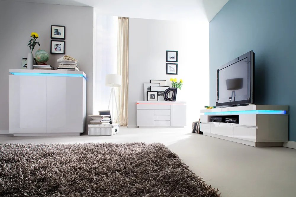 Ocean polcos komód lakkozott MDF LED világítással 120 cm