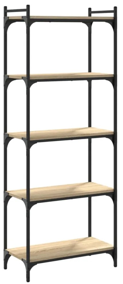 5 szintes sonoma tölgy szerelt fa könyvespolc 60 x 30 x 154 cm