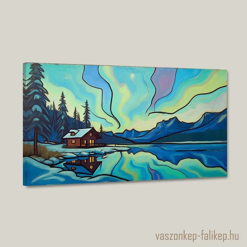 Sarki fény a hegyek felett falikép – varázslatos éjszakai hangulat 60x34 cm