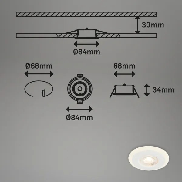 Briloner 7039036 - SZETT 3x LED fürdőszobai süllyesztett lámpatest 3xLED/5W/230V IP44 fehér