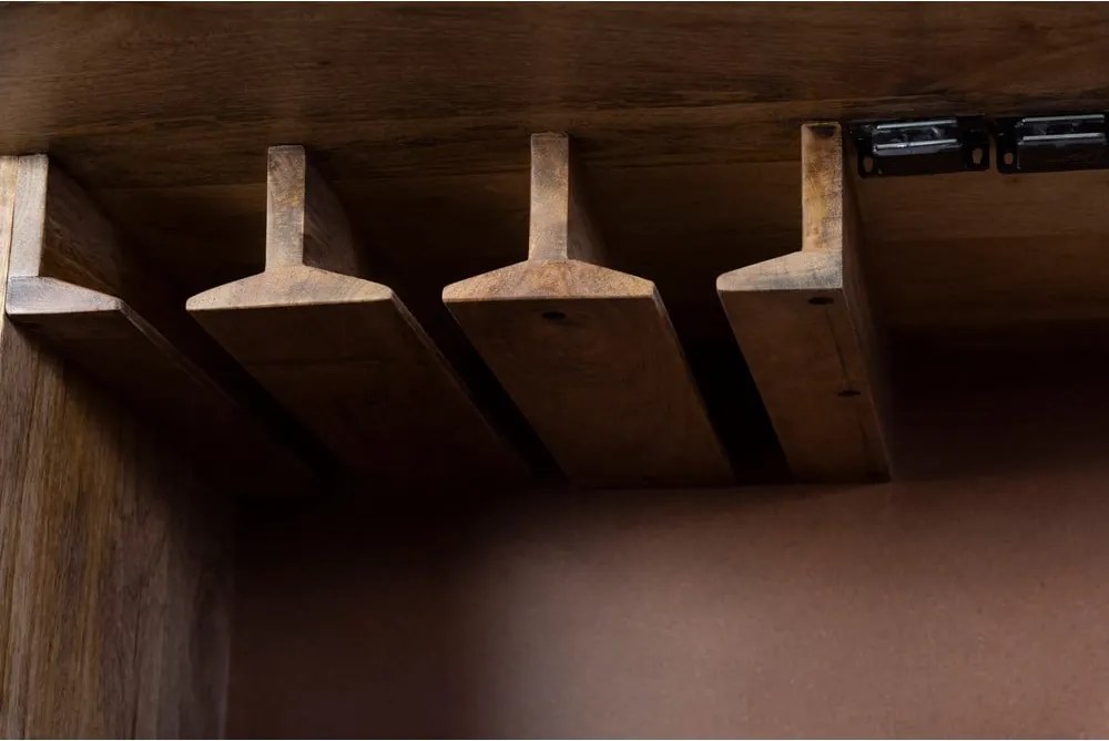 Natúr színű mangófa bortartó szekrény, palackok száma 12, 74x122x46 cm Bombay – Interia Home &amp; Living