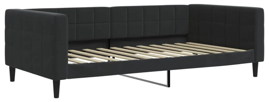 fekete kihúzható bársonyheverő 100 x 200 cm