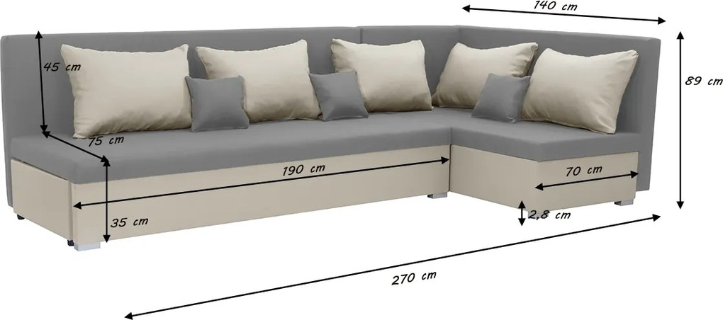 ARO Kinyitható sarokkanapé Krém