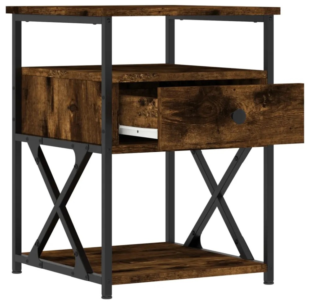 füstös tölgy színű szerelt fa éjjeliszekrény 40x42x55 cm