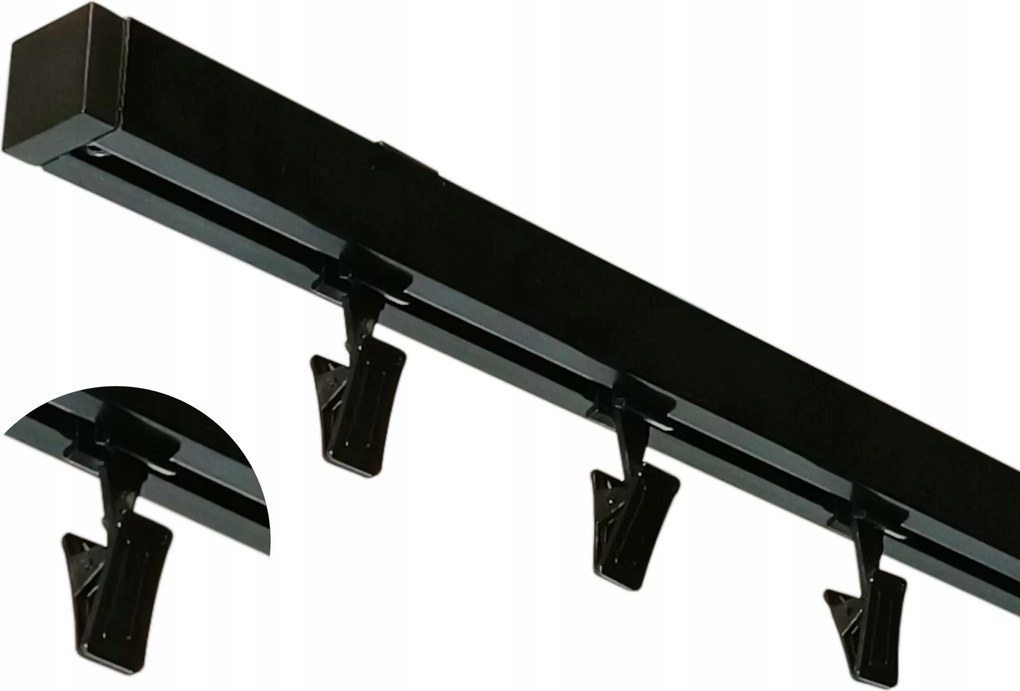 Mennyezeti Függönykarnis M-es Típusú Szimpla Sín alumínium Fekete 400 cm