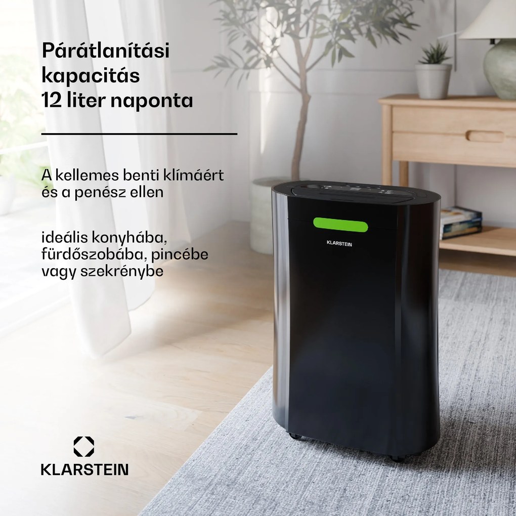 Klarstein AeroDry Smart 12 párátlanító, 12 l/nap, 18 m², páratartalom érzékelő, irányítás alkalmazás segítségével, 135 m³/h