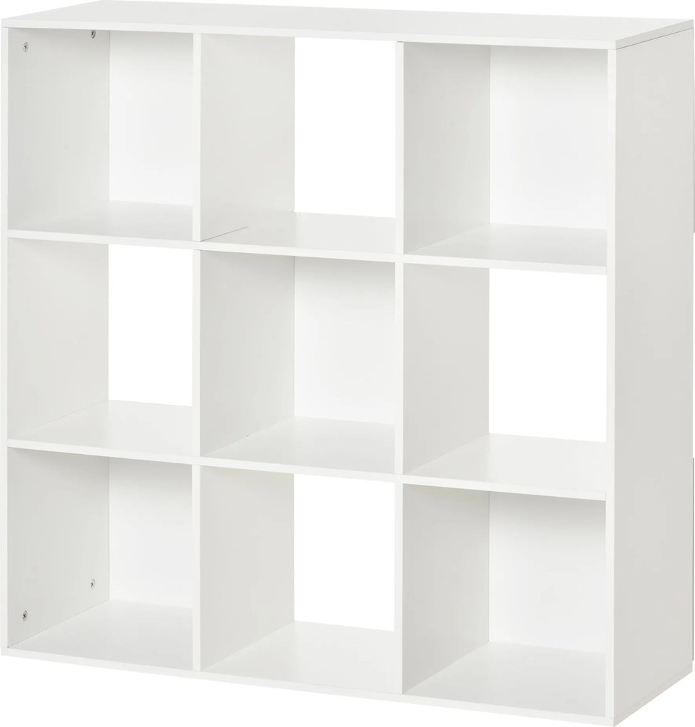 HOMCOM 3 szintes könyvespolc tároló szekrény 9 rekeszes önálló polc szobai elválasztó állvány 91,5x29,5x91,5 cm Fa | Aosom