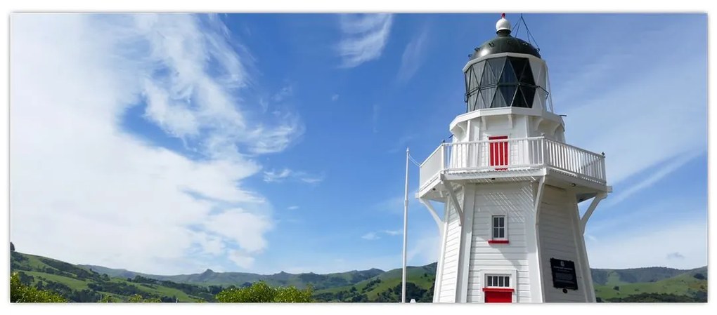 Az Akaroa világítótorony képe, Új-Zéland (120x50 cm)