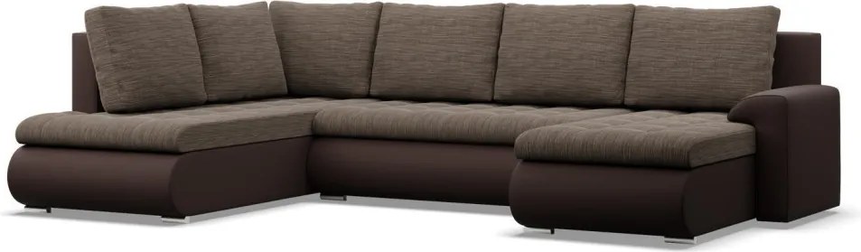 Tokio U sarokkanapé, 3 ágyneműtartóval, fonott + műbőr, baloldali, barna