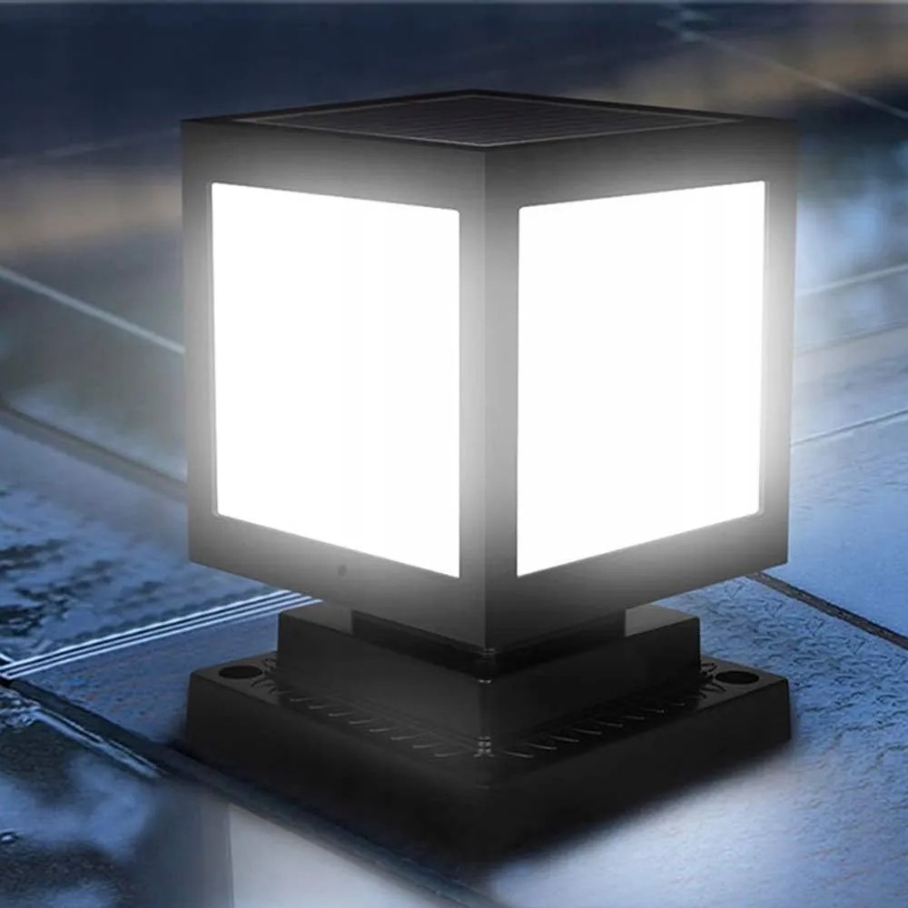 Napelemes Lámpa Geometrikus Mécses Oszlop Vízálló Fehér Fény