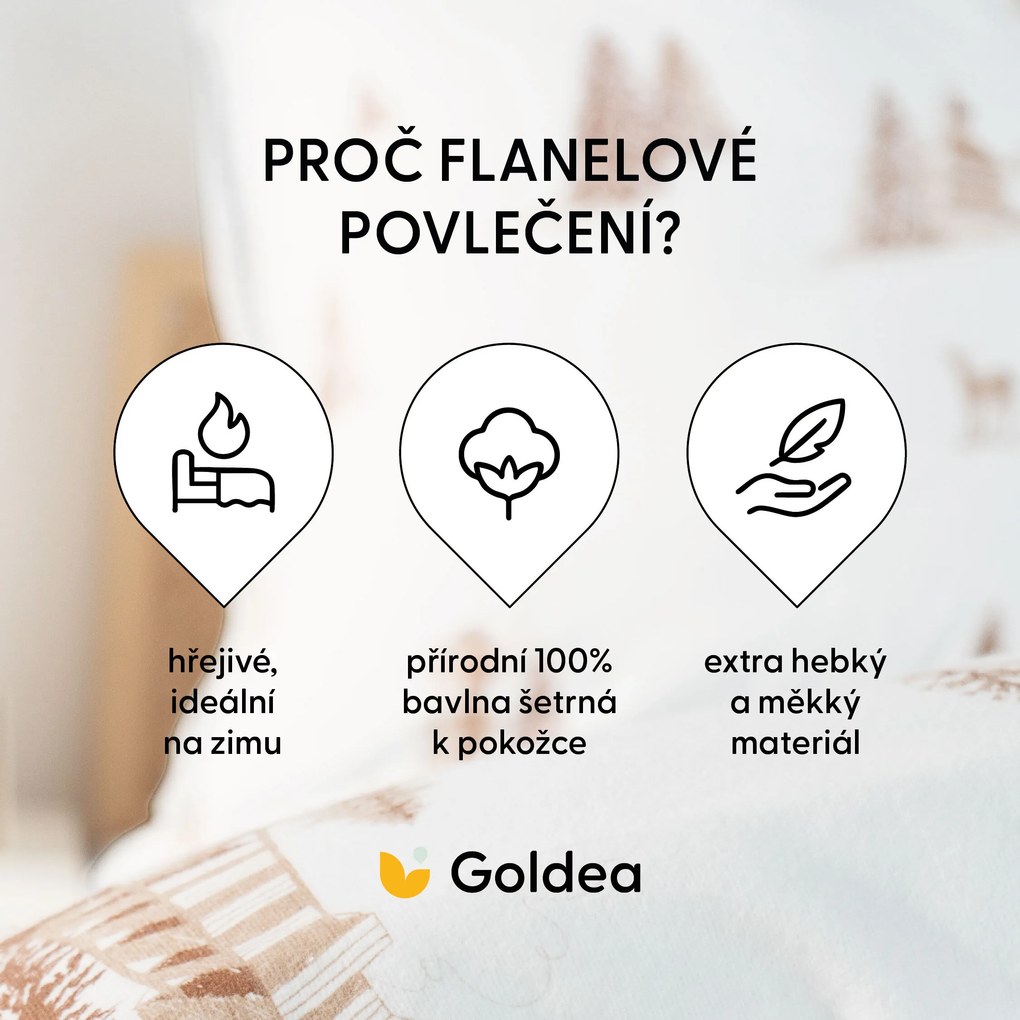 Goldea flanel ágyneműhuzat - hegyvidéki táj 200 x 200 és 2db 70 x 90 cm