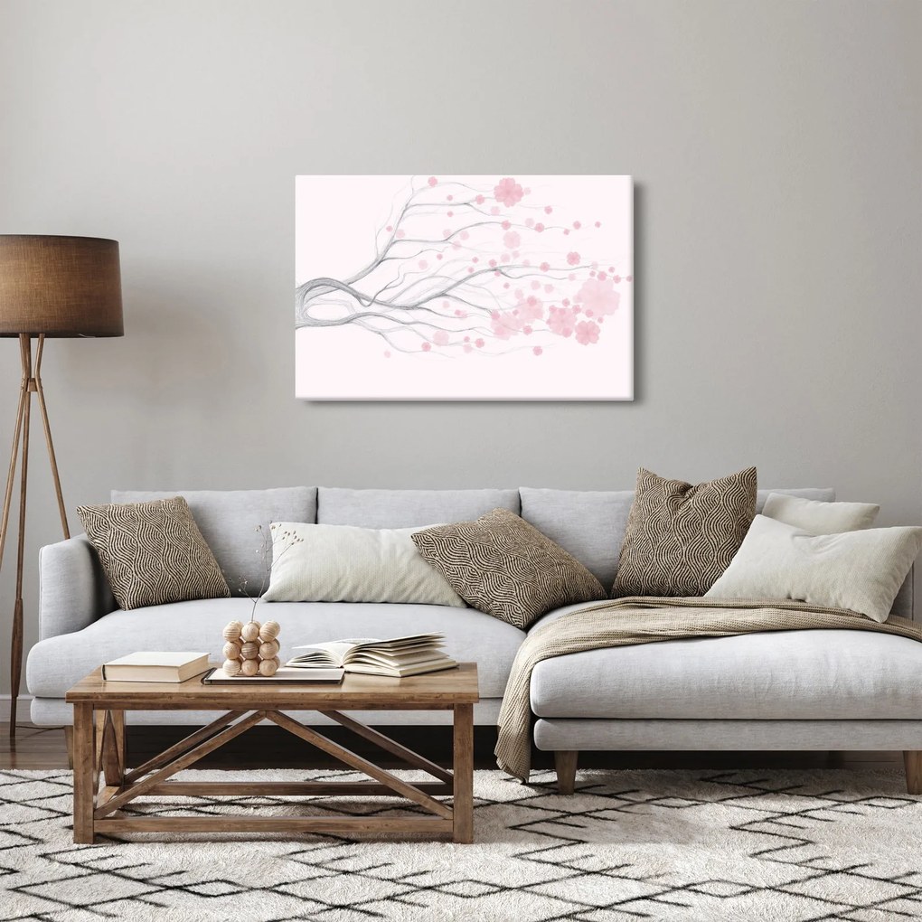 Kép - rózsaszín virágok (90x60 cm)