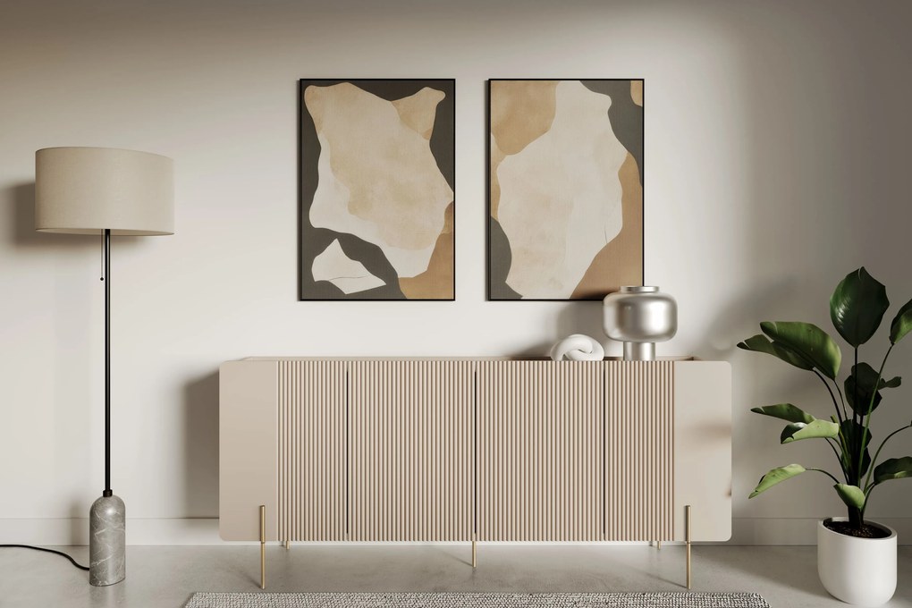 Malmi komód 200 cm - kasmír / arany lábak