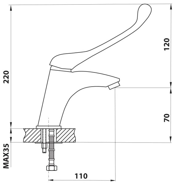 Aqualine - KASIOPEA mosdócsaptelep 22 cm, fényes króm