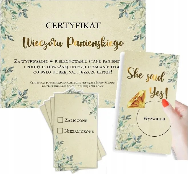 Tanúsítvány Lánybúcsú Játékok Boho Arany