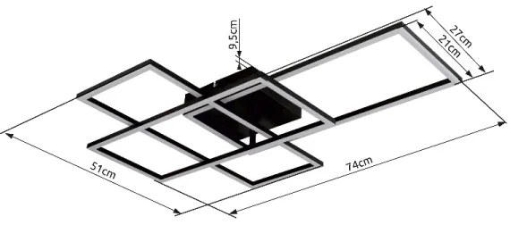 Globo 67227-40NBSH - LED dimm. mennyezeti lámpa GABRIEL 40W/230V 51x74 cm + DO