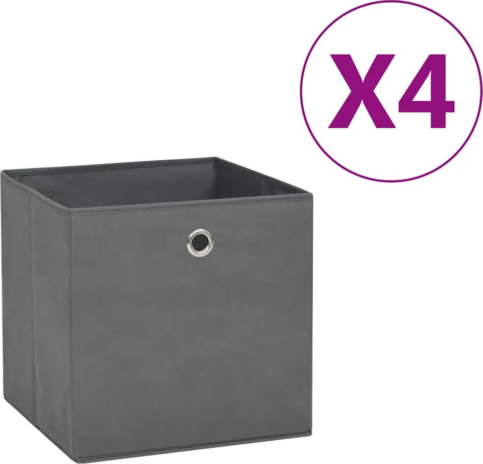 vidaXL 4 db szürke nem szőtt szövet tárolódoboz 28 x 28 x 28 cm