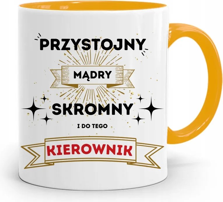 Sárga Bögre Vezetőnek Jóképű Bölcs Szerény fényképes nyomtatással