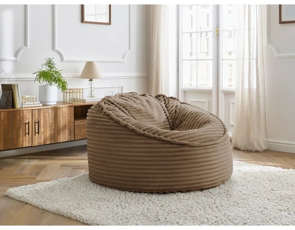 Barna kordbársony babzsákfotel Socrate – Bobochic Paris