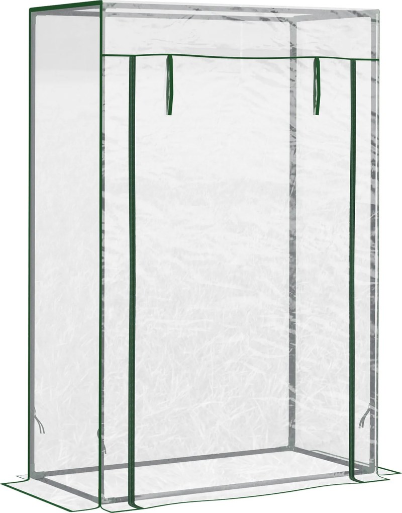 Outsunny Üvegház PE Rácsos Fóliával, Ajtóval, Télen Használható Fém Üvegház, Erkélyre, Kertbe, Paradicsomház 100 x 50 x 150 cm | Aosom