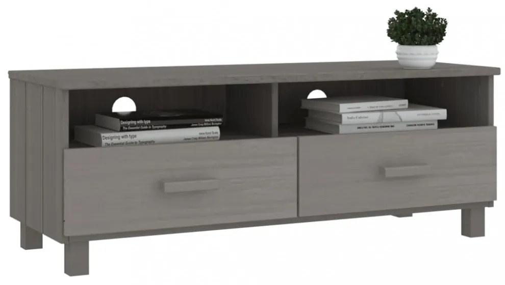 HAMAR világosszürke tömör fenyőfa TV-szekrény 106 x 40 x 40 cm
