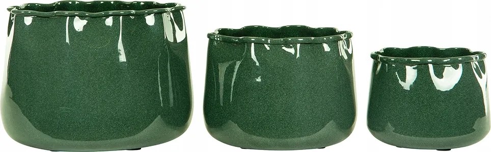3 db Blani Zománcozott Virágtartó Zöld