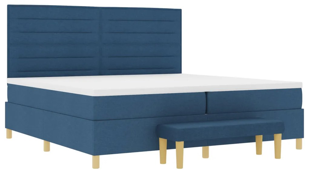 Boxspring Ágy Matraccal és Pad Blue 200x200 cm Szövet