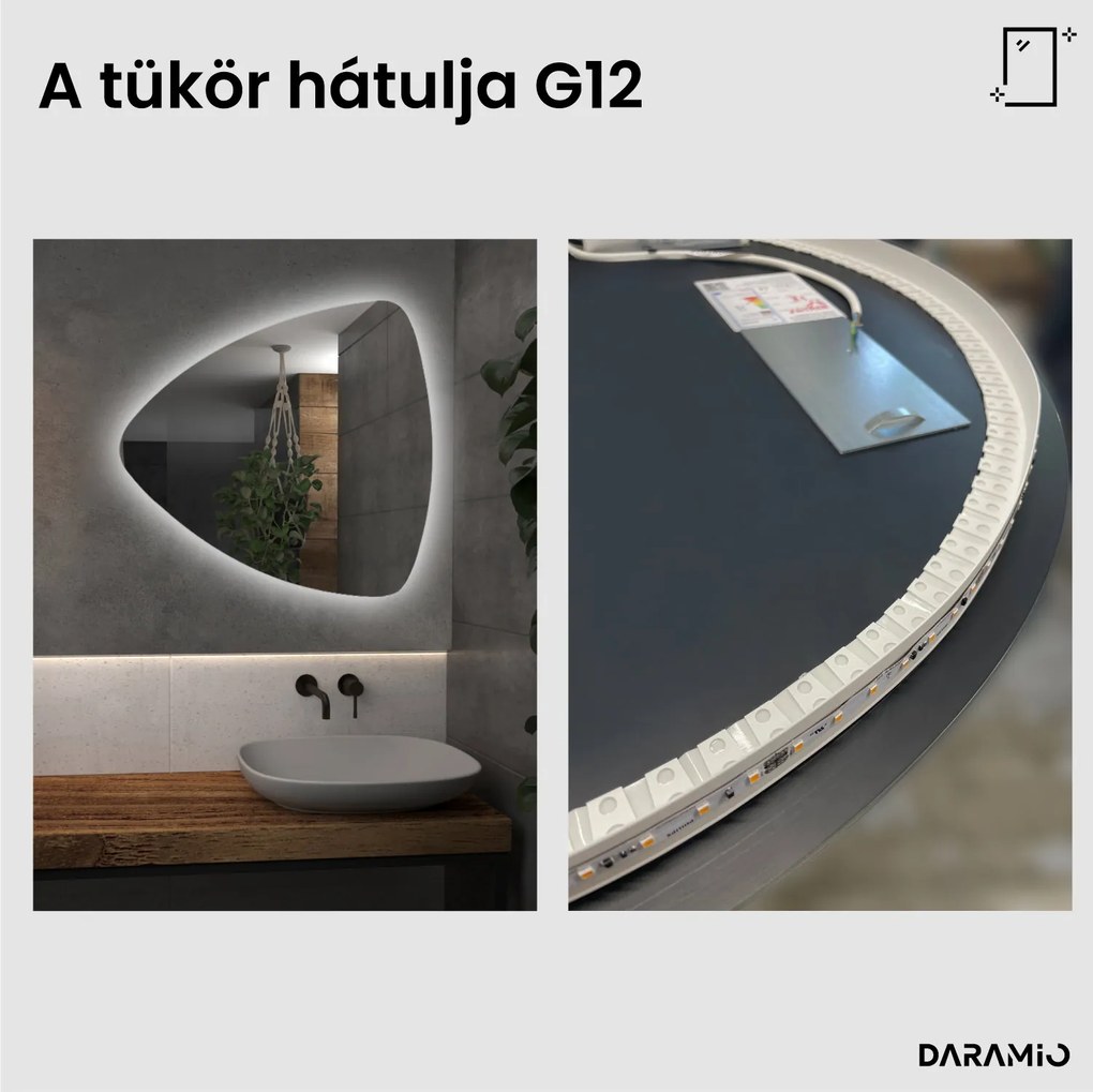 Aszimmetrikus tükör LED-világítással G12