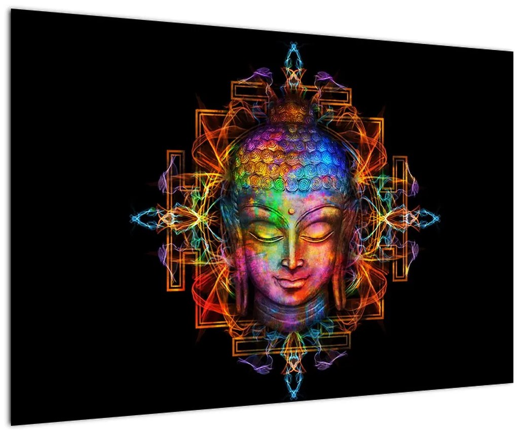 Kép - Buddha mellszobra neon színekben (90x60 cm)