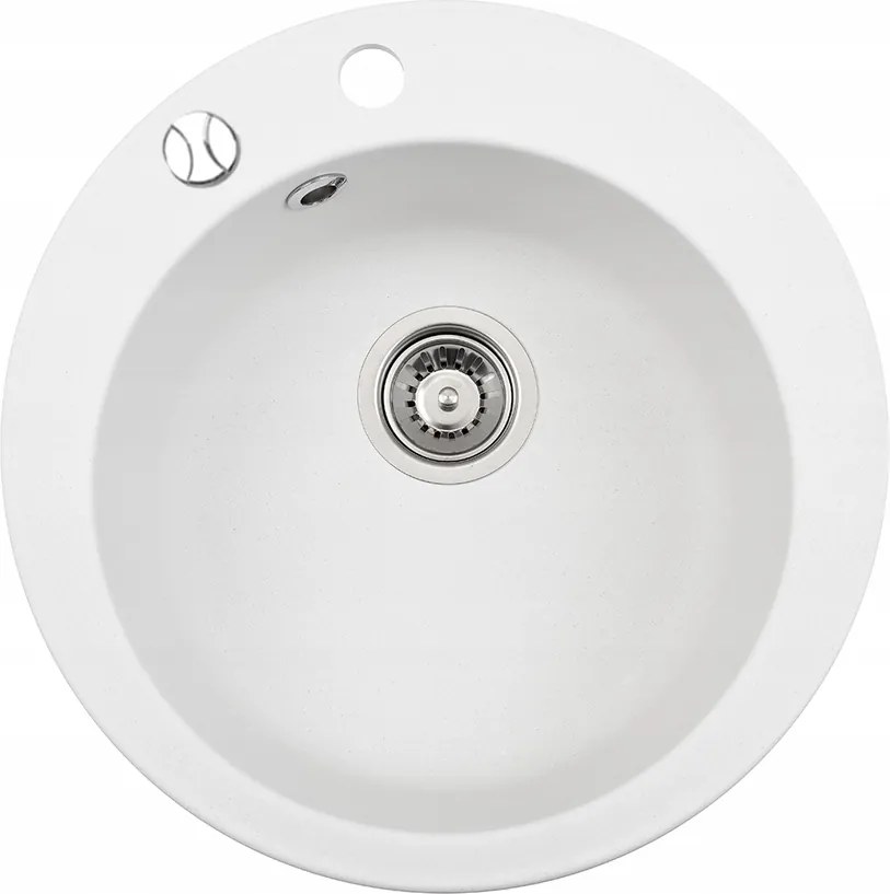 Gránit Mosogató Konyhai mosogató kerek egymedencés Rado fehér