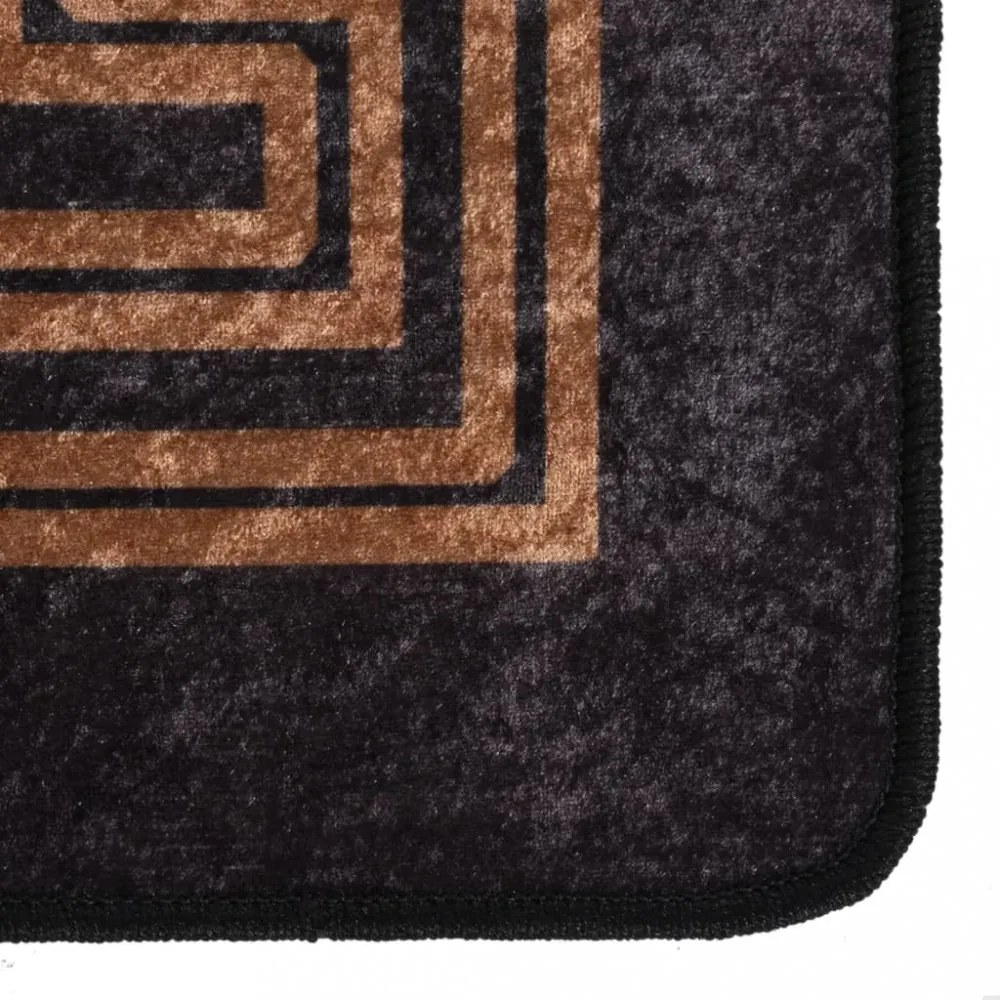 fekete és arany csúszásmentes mosható szőnyeg 80 x 300 cm