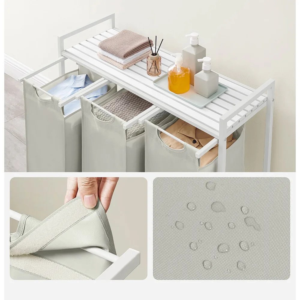 3 rekeszes szennyestartó, törtfehér