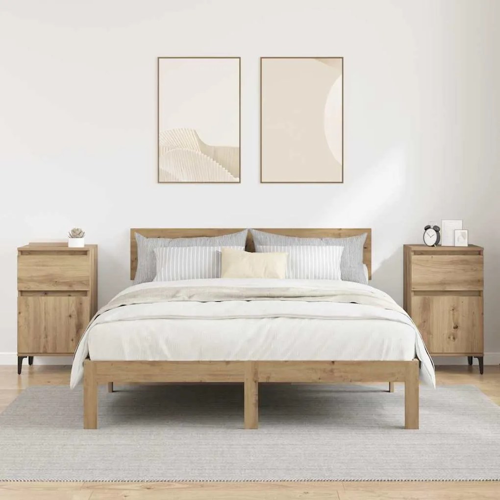 Éjjeliszekrény 2 pcs kézműves tölgy 40 x 35 x 70 cm Faanyag