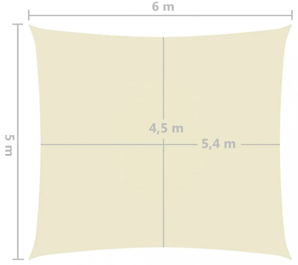 krémszínű téglalap alakú oxford-szövet napvitorla 5 x 6 m