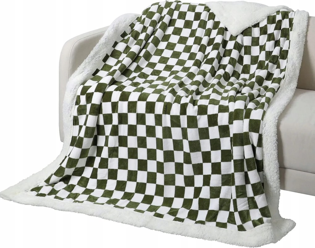 Sherpa Polár Takaró 150 x 200CM Hangulatos Ágytakaró Puha Kellemes Zöld