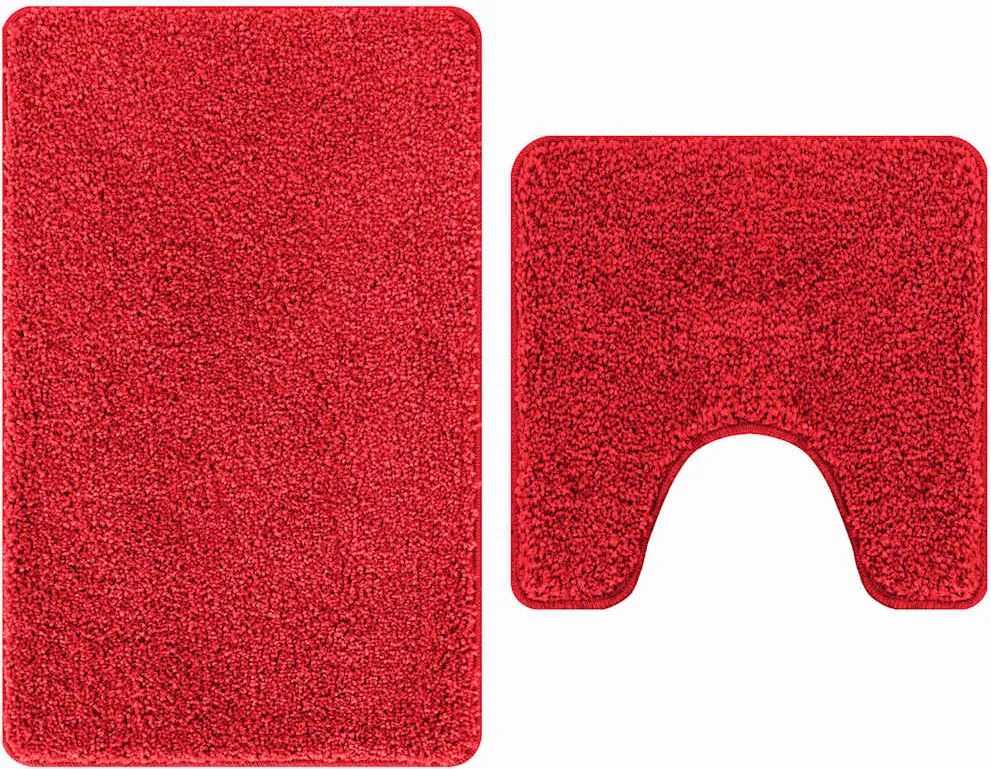 vidaXL Csúszásmentes fürdőszőnyeg készlet 2 pcs Piros PP