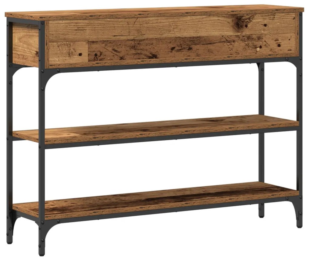 Konzol Asztal Régi Fa 100x25x75 cm Mérnöki Fa és Acél