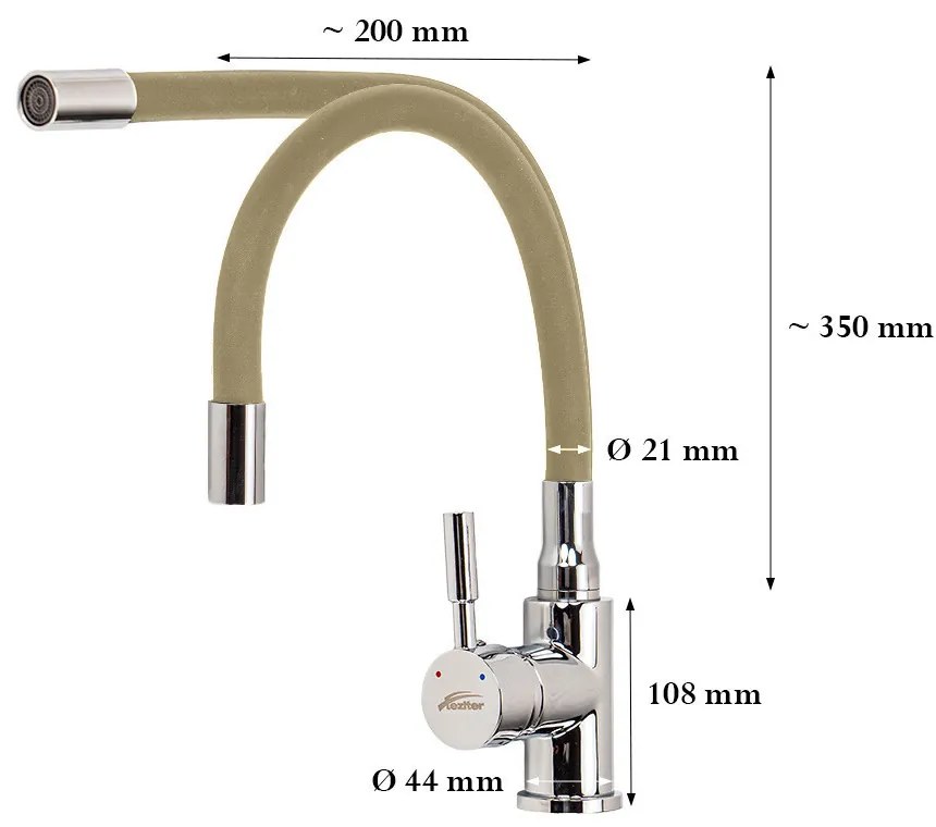 Corin álló mosogató csaptelep flexibilis kifolyócsővel bézs