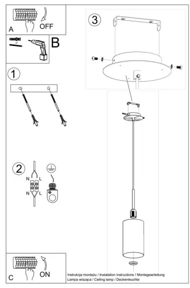 Sollux SL.0742 - Csillár zsinóron OTTO 1xE27/60W/230V á. 15 cm fekete