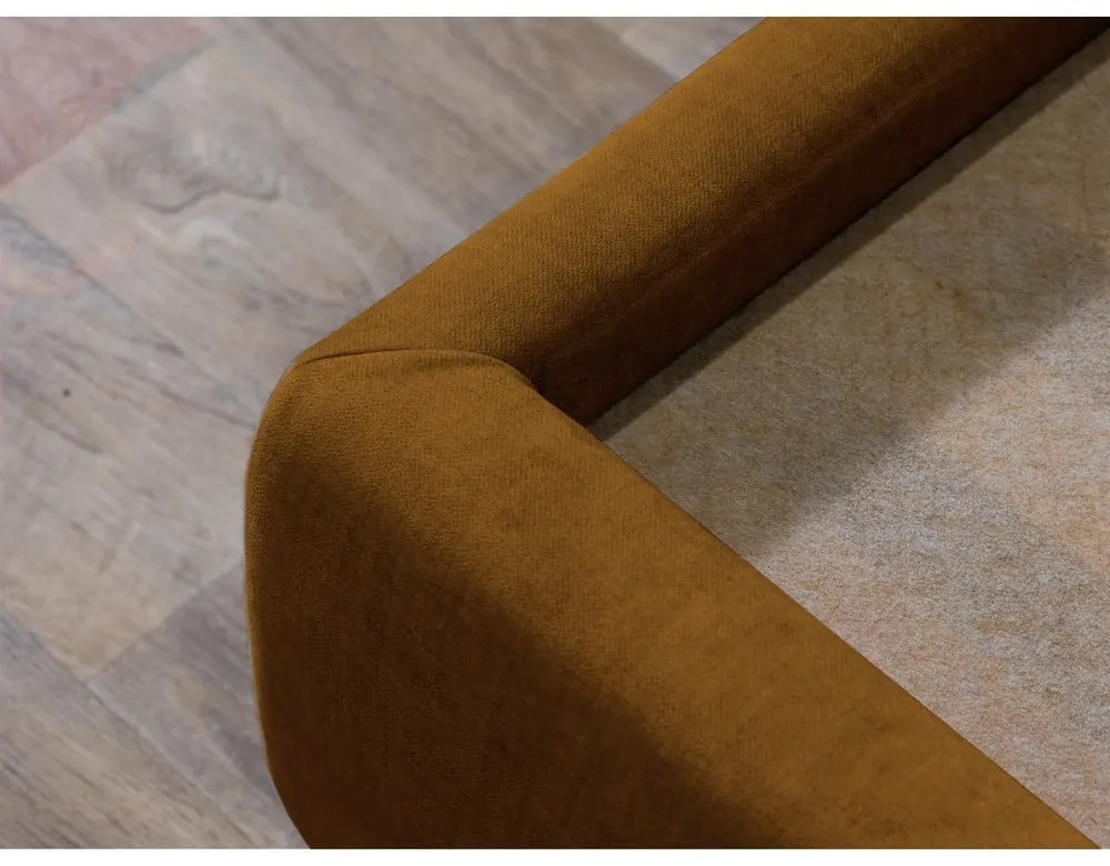 Okkersárga kárpitozott franciaágy tárolóhellyel ágyráccsal 160x200 cm Jade – Bobochic Paris