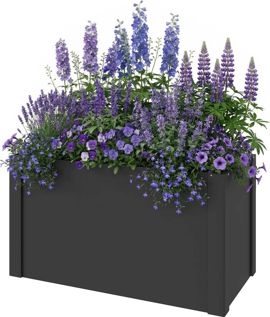 Outsunny horganyzott acél magaságyás 102 × 52 × 55 cm, kesztyűvel — nyitott alj, időjárásálló, fekete | Aosom