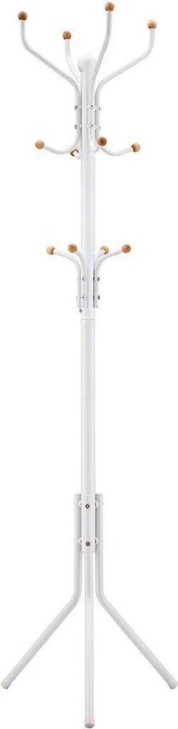 Álló fogas 12 kampóval, stabil fém kabáttartó,182 cm magas, fehér