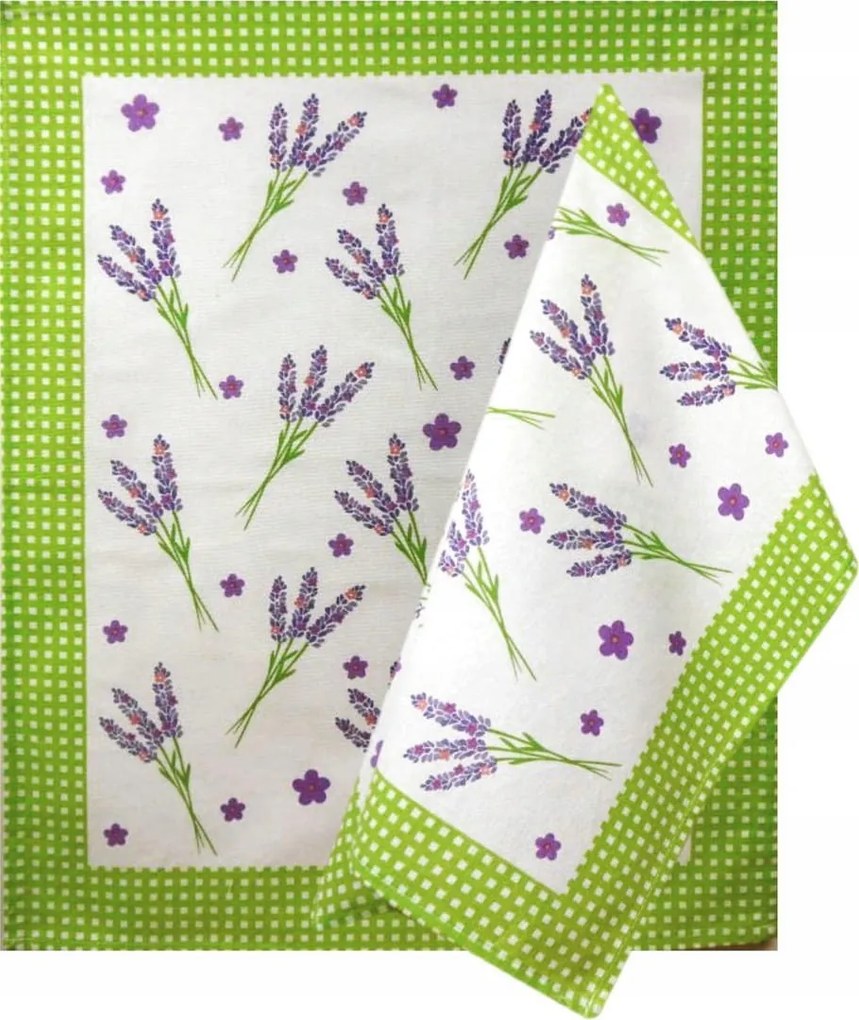 Konyhai törlőkendő pamut Görögország 50x64cm levendula zöld