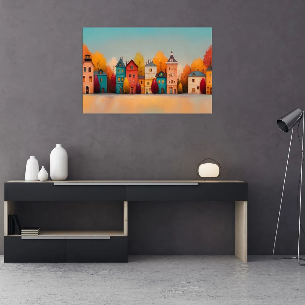 Kép - Őszi falu (90x60 cm)