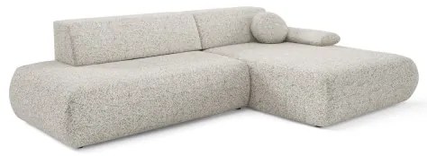 PRATO jobb oldali, L-alakú, kihúzható sarokkanapé tárolóval, bézs